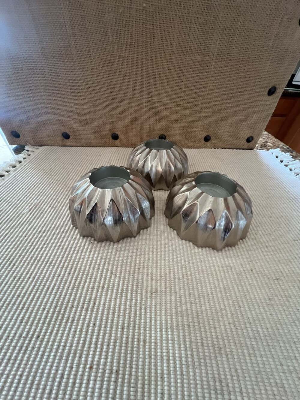 Z Gallerie Perspecta Large Silver Tea Light Candle Holders - Set of 3
